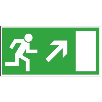 Nooduitgang pictogram met pijl schuin rechts omhoog