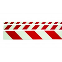 Warning strip pointing right red