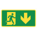 Emergency exit sign with arrow right and down ISO7010