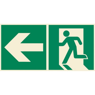 Nooduitgang pictogram links met pijl naar links ISO7010+