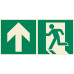 Emergency exit sign left with arrow down ISO7010+