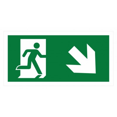 Vluchtweg pictogram schuin omlaag folie zelfklevend vlak 300 x 150 mm (HI 150)