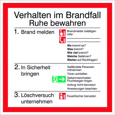 Instructies in geval van brand pictogram in het duits