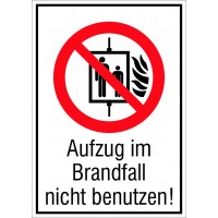 Combi sign "Aufzug im Brandfall nicht benutzen"