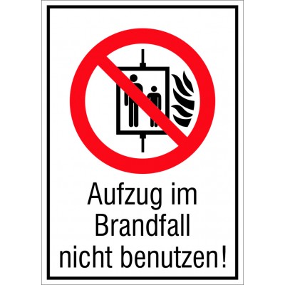 Aufzug "im Brandfall nicht benutzen" combinatie pictogram