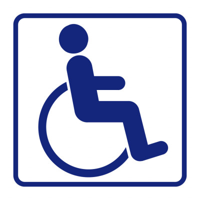 Sticker "wheel chair", transparant, 60x60mm, zelfklevend folie