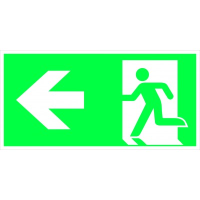 Nooduitgang pictogram pijl naar links om te verlijmen op de muurmarkering