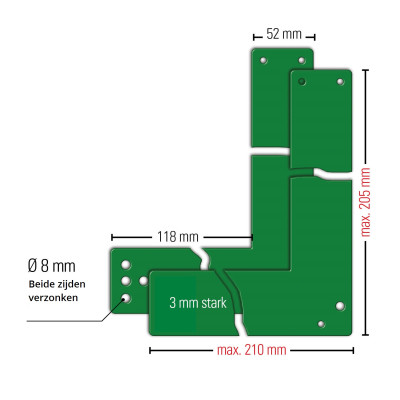 GfS Exit Control zwenk montage hulsptuk 270x210mm maatwerk, RAL 6029