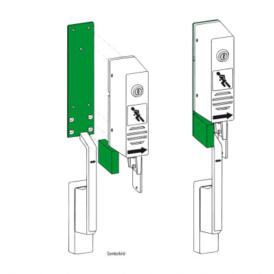 Montage hulkpstuk met richtingsbegrenzer voor GfS Exit Control zwenk, RAL 6029
