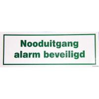 Sticker "Nooduitgang alarm beveiligd" 209mm bij 98mm, white, fluorescerend