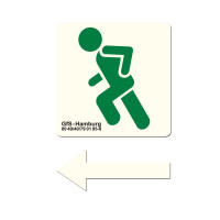 Sticker GfS noodschaklaar conform EltVTR, met pijl, fluorescerend