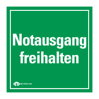 Replacement sticker "Notausgang freihalten", green, for GfS DEXCON