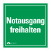 Sticker "Notausgang freihalten", groen, voor GfS DEXCON
