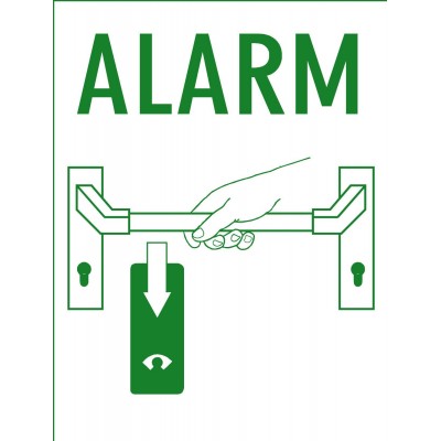 Pictogram 'ALARM' bij GfS Exit Control 1125 nalichtend