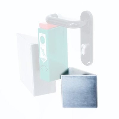 INOX anti-stoot beveiliging klein voor GfS Exit Control met zelfklevende stroken, 110x110x76mm