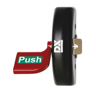 Push pad exit hardware DX 5-series, single point locking, basis black, push pad red