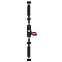 Push pad exit hardware DX 5-series, two point locking with top and bottom pullman latches, basis black, push pad red