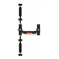 Panic exit hardware DX 5-series, three point locking with a rim panic latch and a top and bottom pullman latch, basis black, push bar red