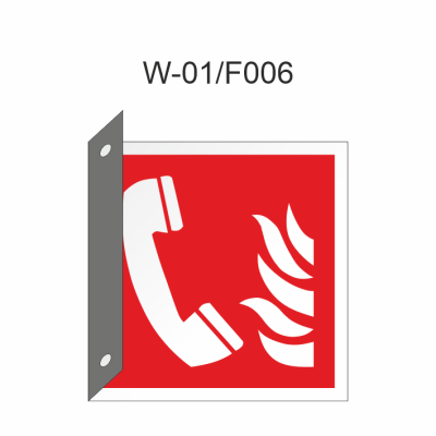 Ruimtelijk bord van noodbrandtelefoon 200x200mm volgens ISO 7010 - PVC 1mm