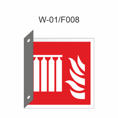 Ruimtelijk bord van vaste brandblusinstallatie (batterij) 150x150mm volgens ISO 7010 - PVC 1mm