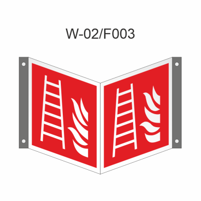 Ruimtelijk bord van brandladder 150x150mm volgens ISO 7010 PL - nalichtend bord 100 mcd