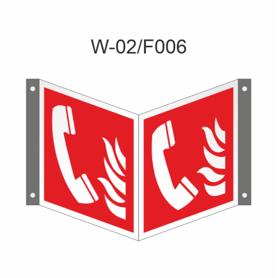 Ruimtelijk bord van noodbrandtelefoon 200x200mm volgens ISO 7010 PLC - nalichtend bord 150 mcd