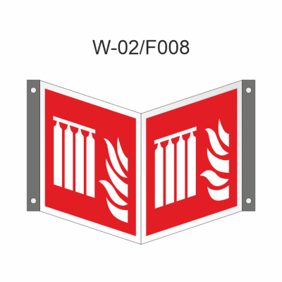 Ruimtelijk bord van vaste brandblusinstallatie (batterij) 150x150mm volgens ISO 7010 PL - nalichtend bord 100 mcd