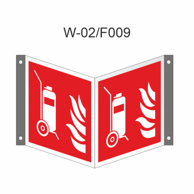 Ruimtelijk bord mobiele  brandblusser 200x200mm volgens ISO 7010 PLC - nalichtend bord 150 mcd