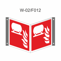 Ruimtelijk bord van vaste brandblusinstallatie 200x200mm volgens ISO 7010 PL - nalichtend bord 100 mcd