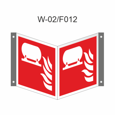 Ruimtelijk bord van vaste brandblusinstallatie 200x200mm volgens ISO 7010 PLC - nalichtend bord 150 mcd