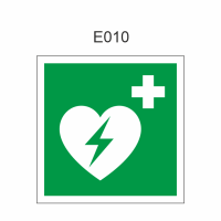 Pictogram automatische externe defibrillator 150x150 mm, volgens ISO 7010 folie – niet-fotoluminescente folie