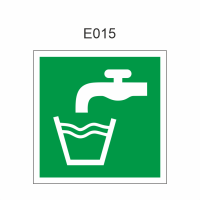Pictogram drinkwater 150x150 mm, volgens ISO 7010 FL – fotoluminescente folie 100 mcd