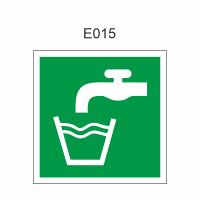 Pictogram drinkwater 150x150 mm, volgens ISO 7010 FL – fotoluminescente folie 100 mcd
