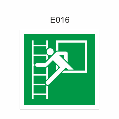 Pictogram reddingsvenster 150x150 mm, volgens ISO 7010 PL – fotoluminescente plaat 100 mcd