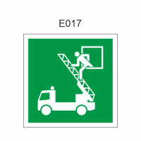 Pictogram  reddingsvenster 200x200 mm, volgens ISO 7010 FLC – fotoluminescente folie 150 mcd