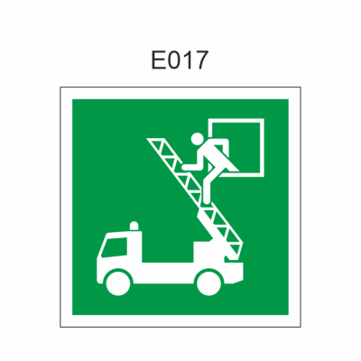 Pictogram  reddingsvenster 200x200 mm, volgens ISO 7010 FLC – fotoluminescente folie 150 mcd