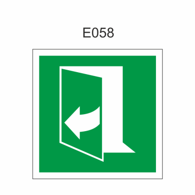 Pictogram deur opent door rechts te trekken 150x150 mm, volgens ISO 7010 Folie – niet-fotoluminescente folie